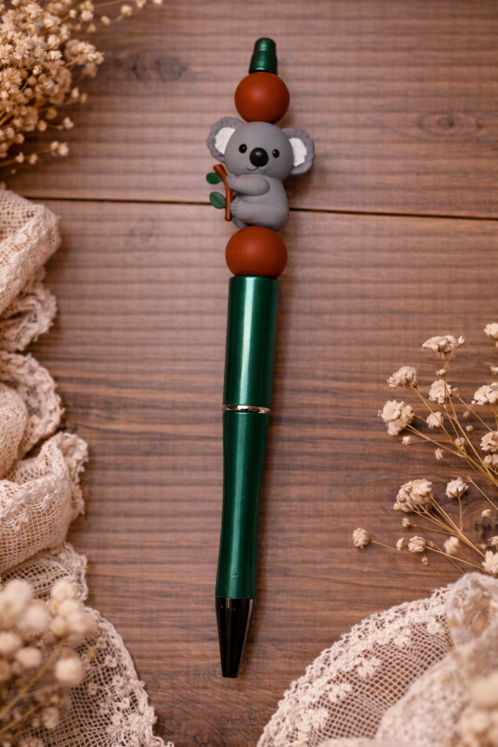 Adorable Koala Beaded Pen with Brown Accent Beads