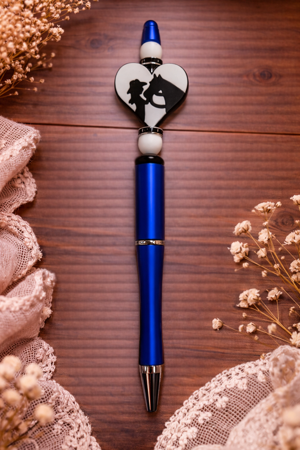 Adorable Horse & Cowgirl Beaded Pen