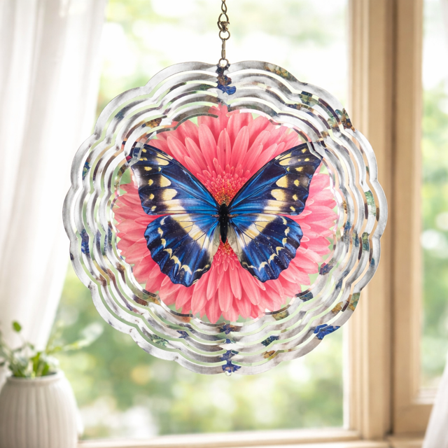8" Handmade Wind Spinner - Butterfly