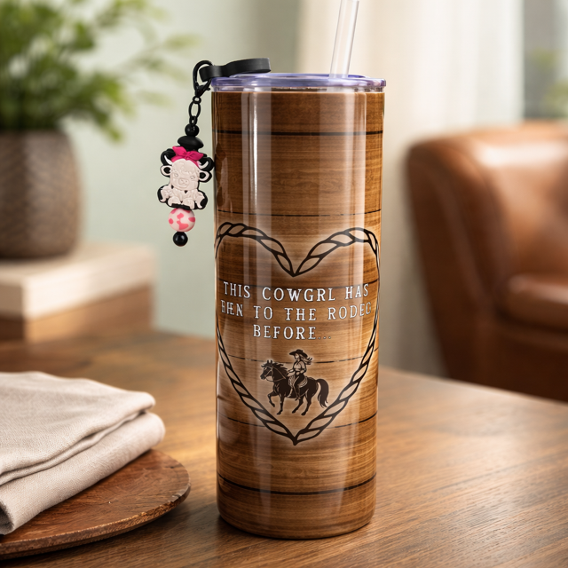 This Cowgirl Has Been to the Rodeo Before with Cow Straw Charm