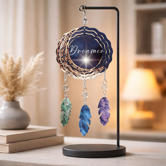4" Handmade Dream Catcher Wind Spinner - Dreamer